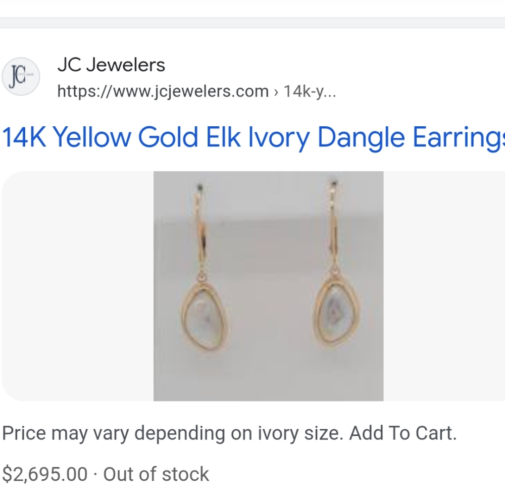 Genuine Ivory & 14 karat gold hoop earrings w/ gold ribboning, posts & backings - Picture 7 of 8